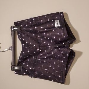 Girls Who Powerlift Starry Night Shorts, Black and White, Large